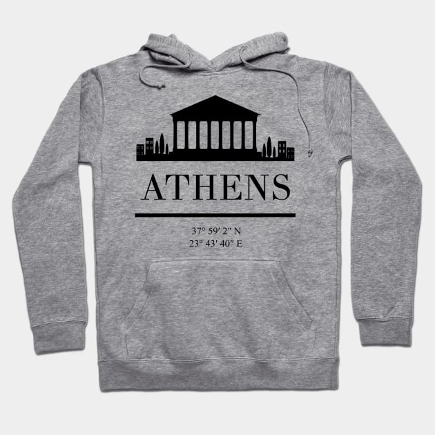 ATHENS GREECE BLACK SILHOUETTE SKYLINE ART Hoodie by deificusArt